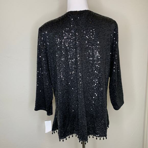 NWT MSK Women Sequin Bead Fringe Top Formal Cocktail Holiday Sz 3X - Picture 2 of 8